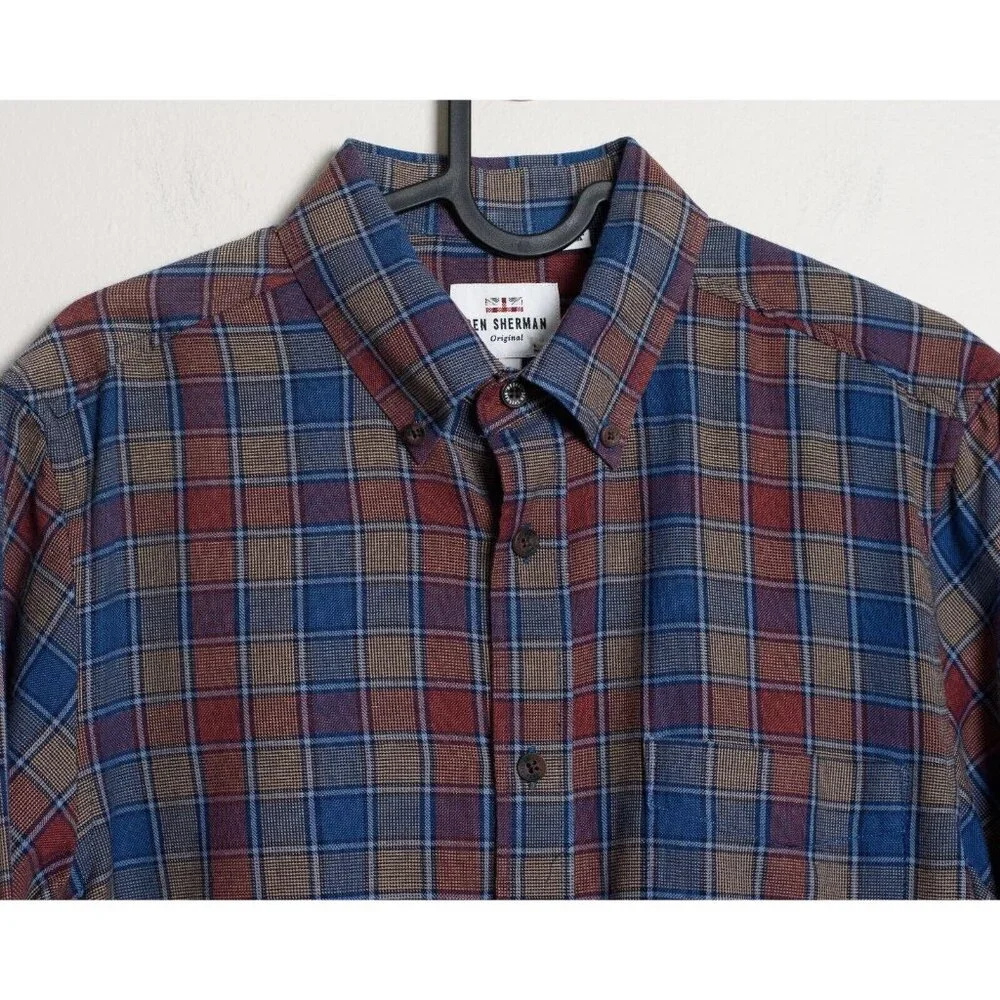Ben Sherman The Original Mens Small Plaid Button Down Shirt 100% Cotton - Picture 4 of 7